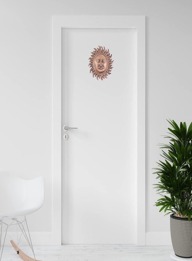 Craft Trade Handmade Decorative Sun Idol Face with Copper Polish Wall Hanging Statue Puja Vastu Figurine Surya for Positivity for Home Enterance Door and Office Décor - Image 4